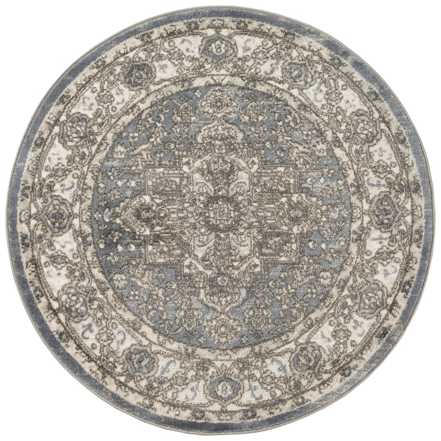 Nourison Quarry 4' x Round Blue Vintage Indoor Rug