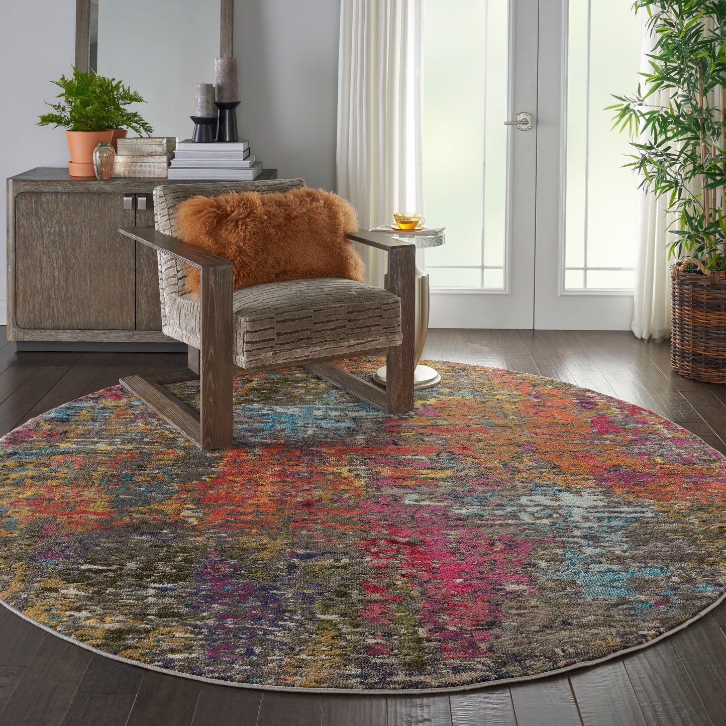 Nourison Celestial 7’10” x Round Sunset Modern & Contemporary Indoor Rug