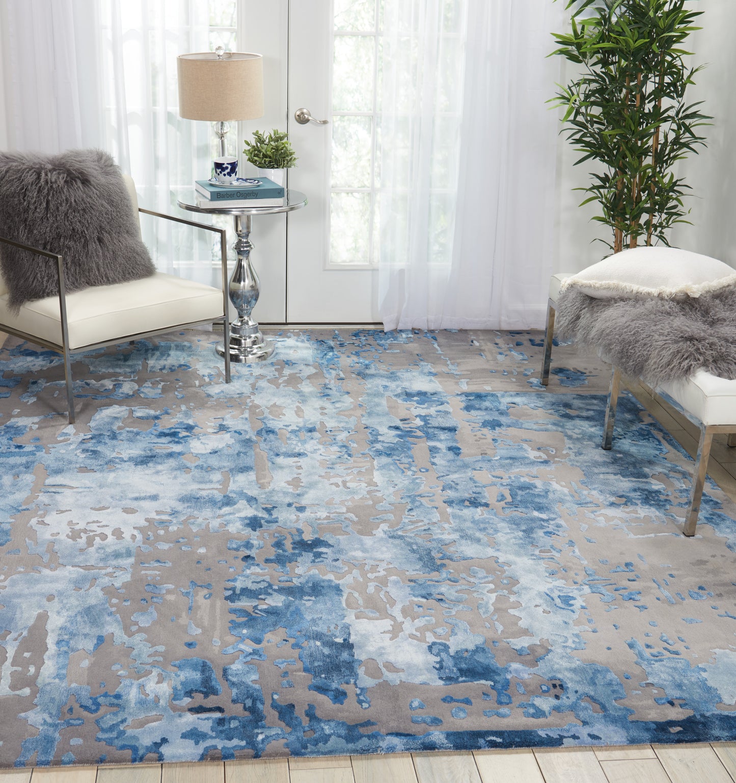 Nourison Prismatic 7'9" x 9'9" Blue/Grey Modern Indoor Rug