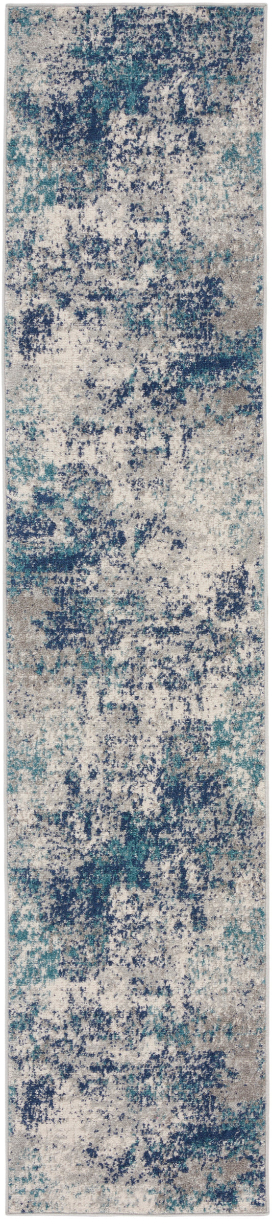 Nourison Passion 2'2" x 10' Ivory Teal Modern Indoor Rug