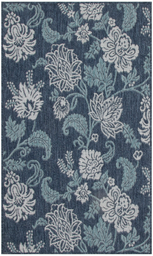 Nourison Garden Oasis 3' x 5' Navy Tropical Rug