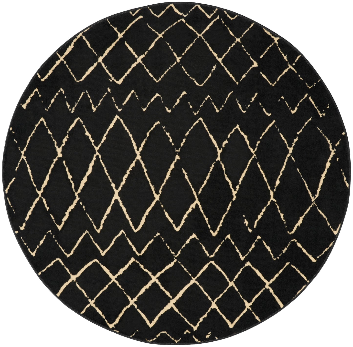 Nourison Grafix 5'3" x Round Black Bohemian Indoor Rug