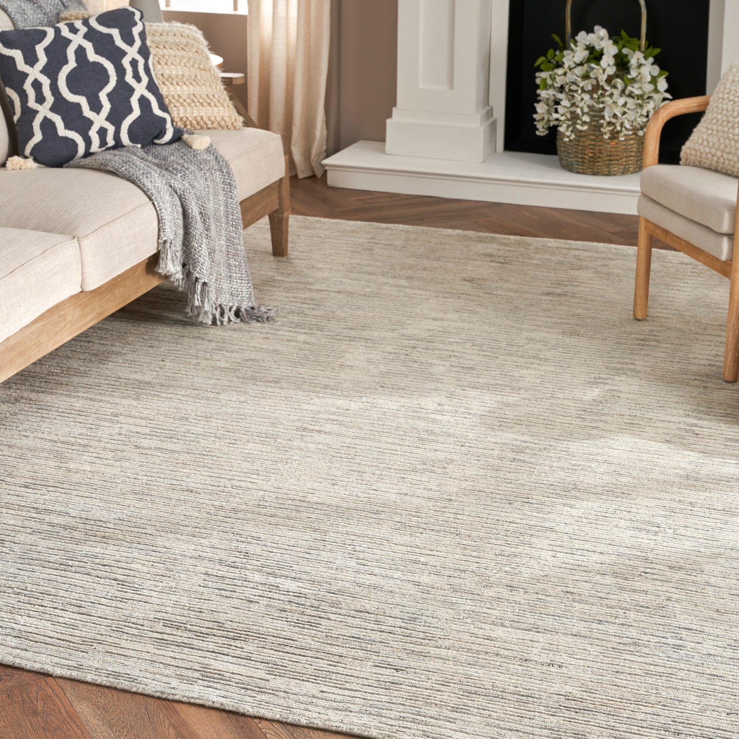 Nourison Ocean 7'9" x 9'9" Mist Modern Indoor Rug