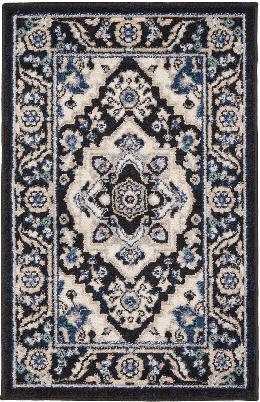 Nourison Passion 1'10" x 2'10" Black Ivory Bohemian Indoor Rug