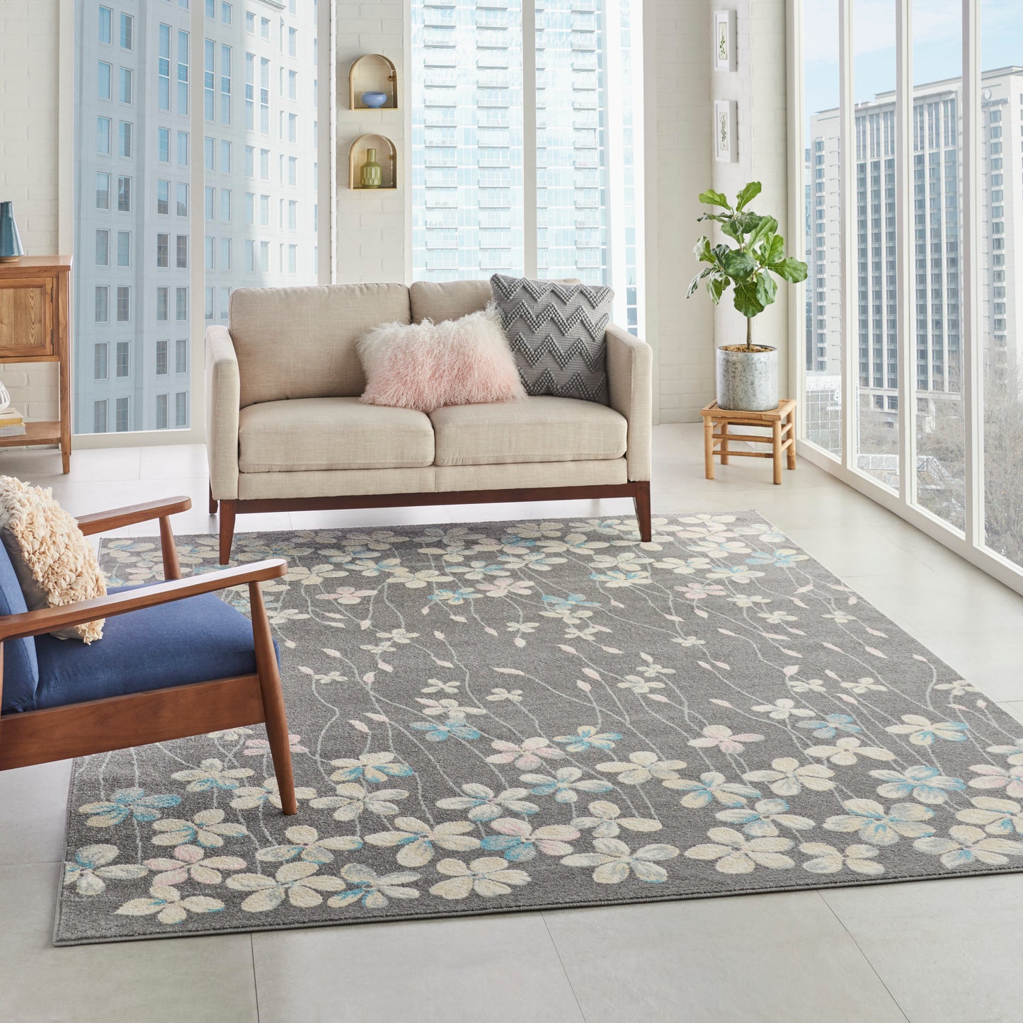 Nourison Tranquil 8' x 10' Grey Beige Contemporary Indoor Rug