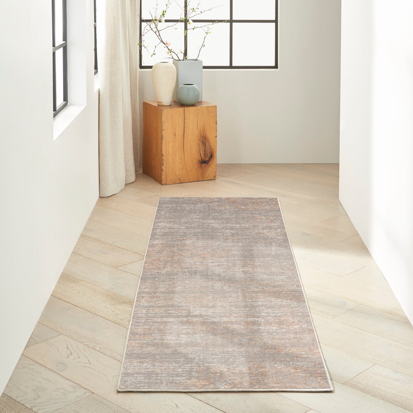 Calvin Klein Captivating 2'3" x 7'3" Grey Beige Modern Indoor Rug