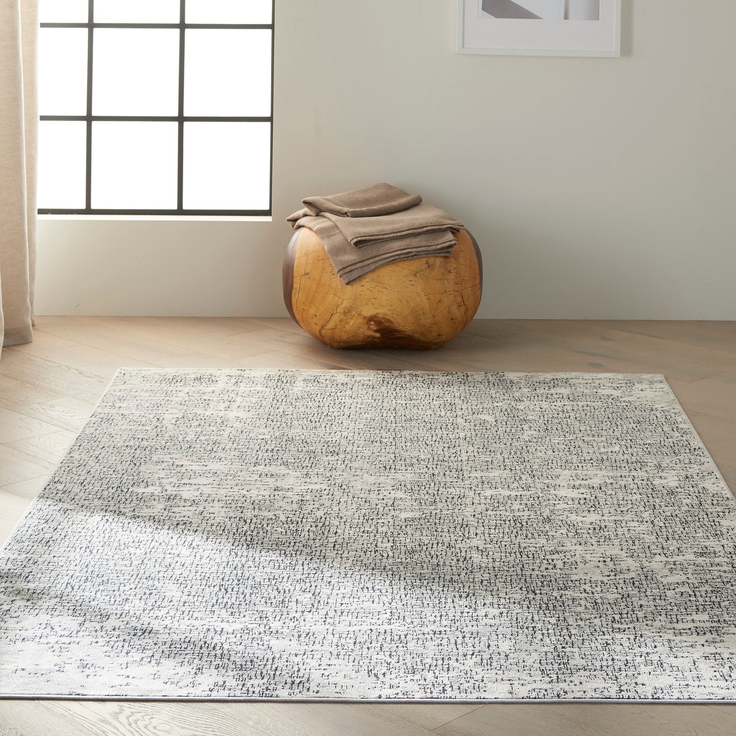 Calvin Klein CK970 Vapor 5'3" x 7'3" Ivory Black Modern Indoor Rug