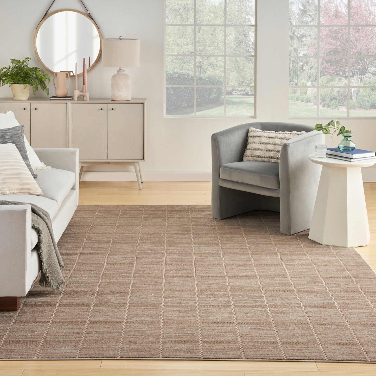 Nourison Serenity Home 9' x 12' Mocha Ivory Modern Indoor Rug