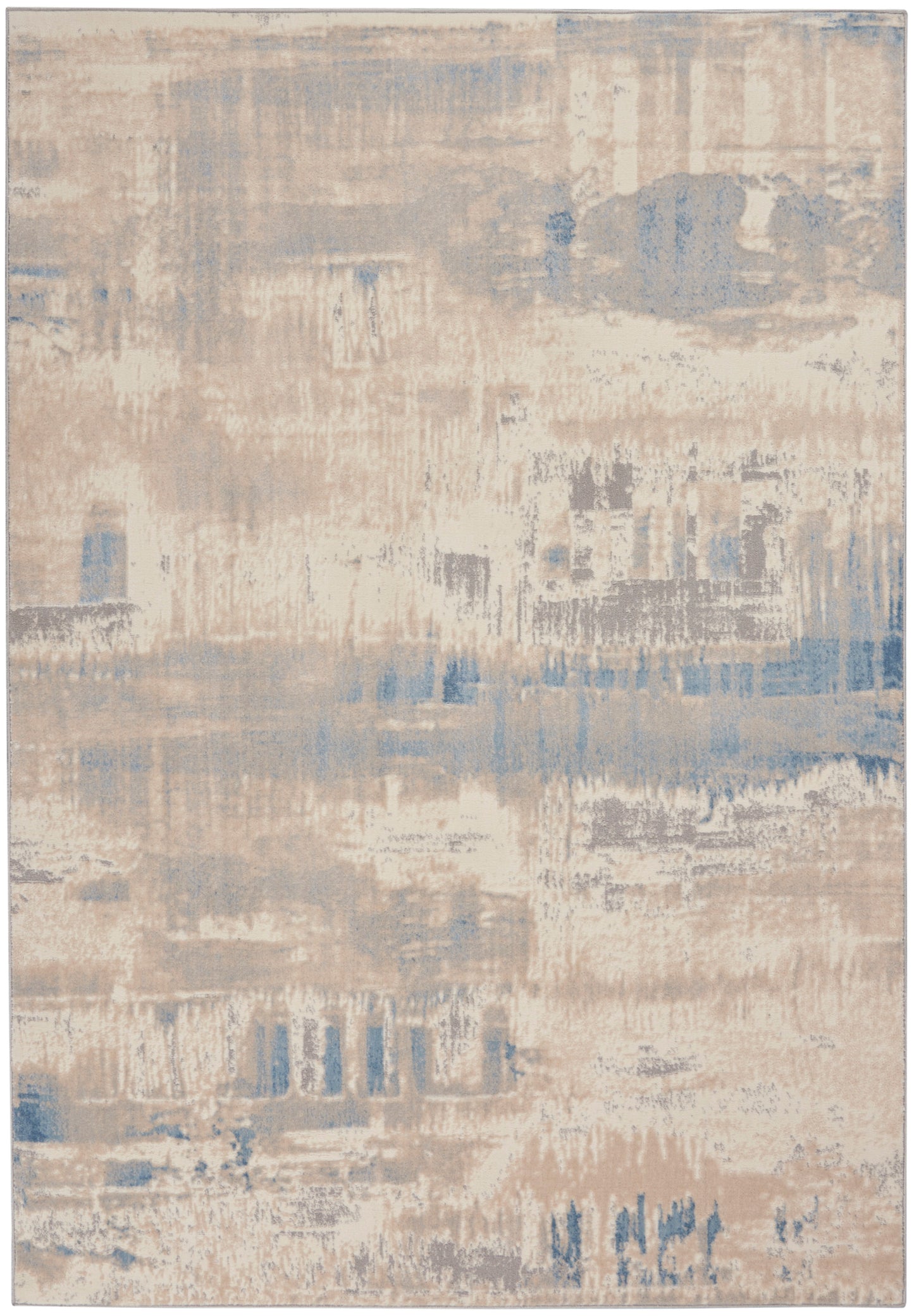 Nourison Solace 5'3" x 7'3" Ivory/Grey/Blue Modern Indoor Rug