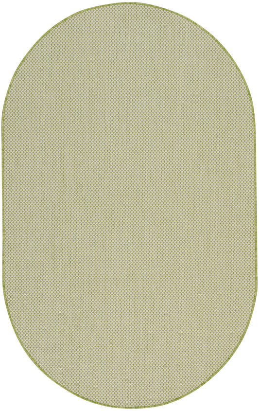 Nourison Courtyard 5' x 8' Oval Ivory Green Modern Rug