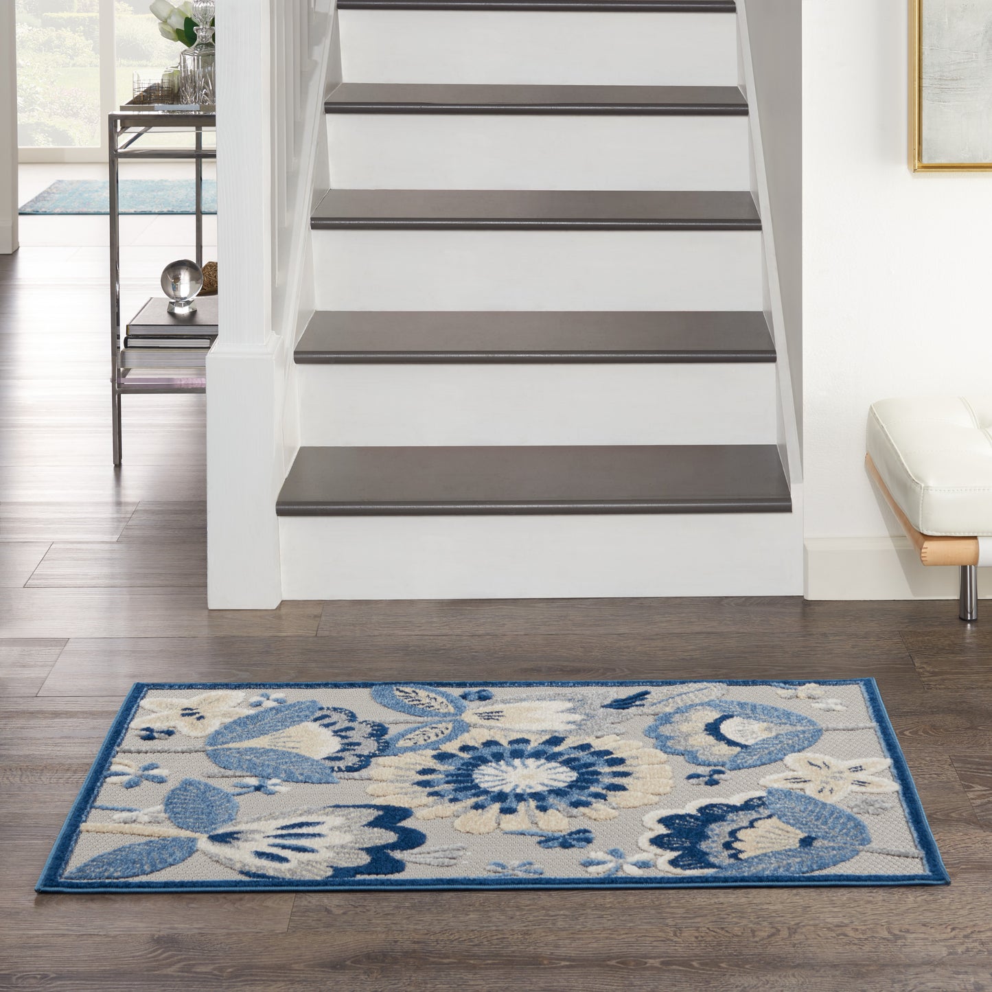 Nourison Aloha 2'8" x 4' Blue Grey Contemporary Rug