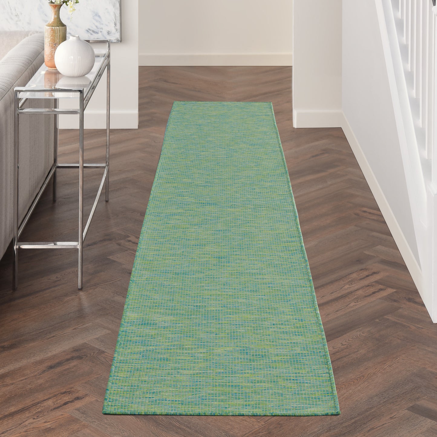 Nourison Positano 2'2" x 10' Blue Green Modern Rug