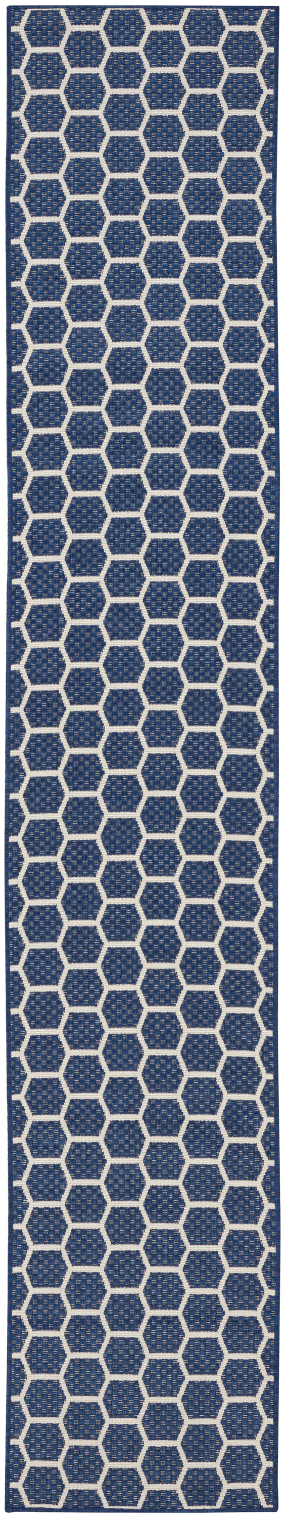 Nourison Twist Reversible 2'2" x 12' Navy Modern Rug