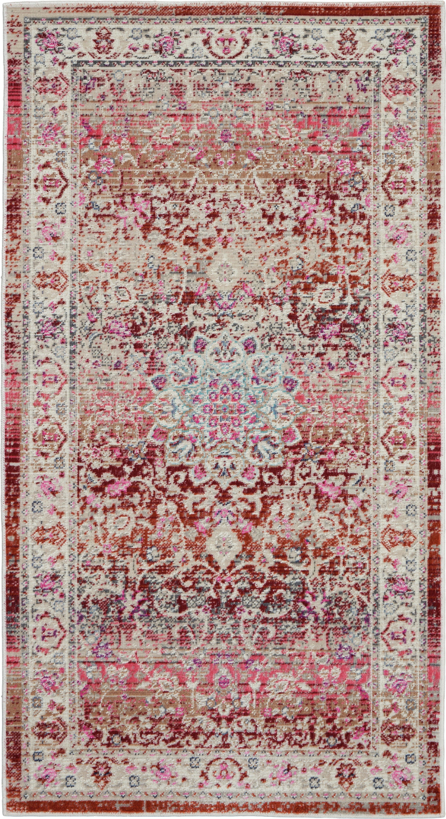 Nourison Vintage Kashan 2' x 4' Red Vintage Indoor Rug