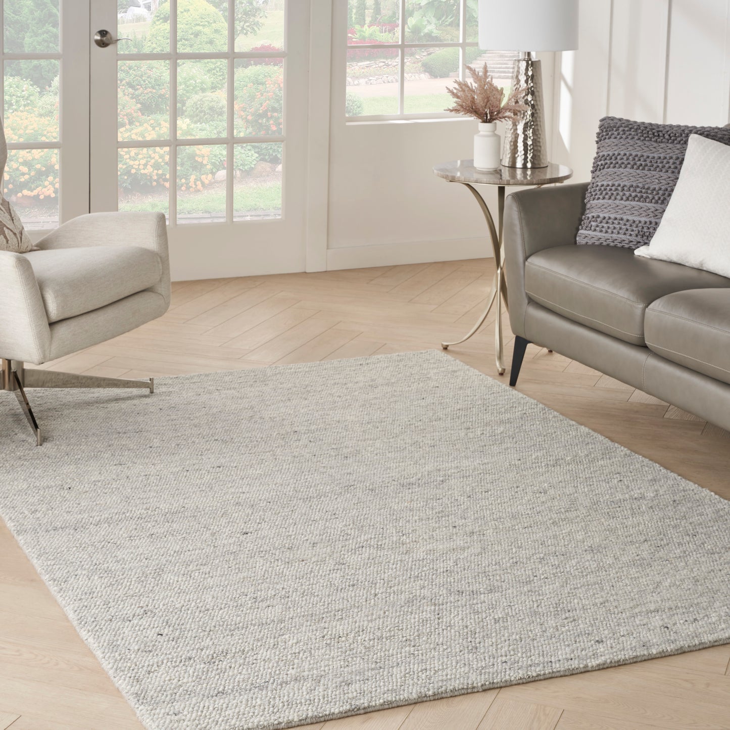 Nourison Alanna 5'6" x 7'5" Silver Farmhouse Indoor Rug