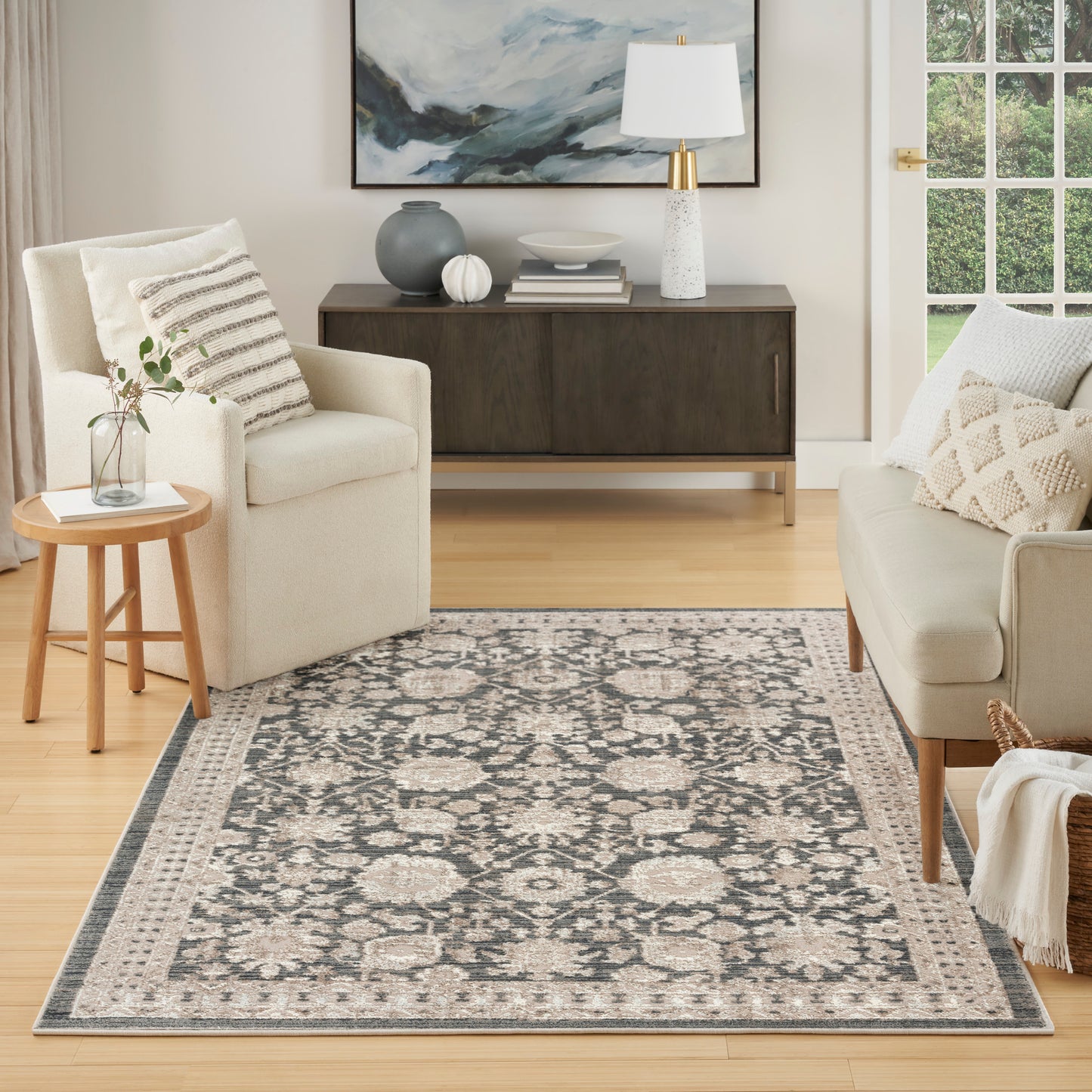 Nourison Eco Cycle 5'3" x 7'3" Charcoal Vintage Indoor Rug