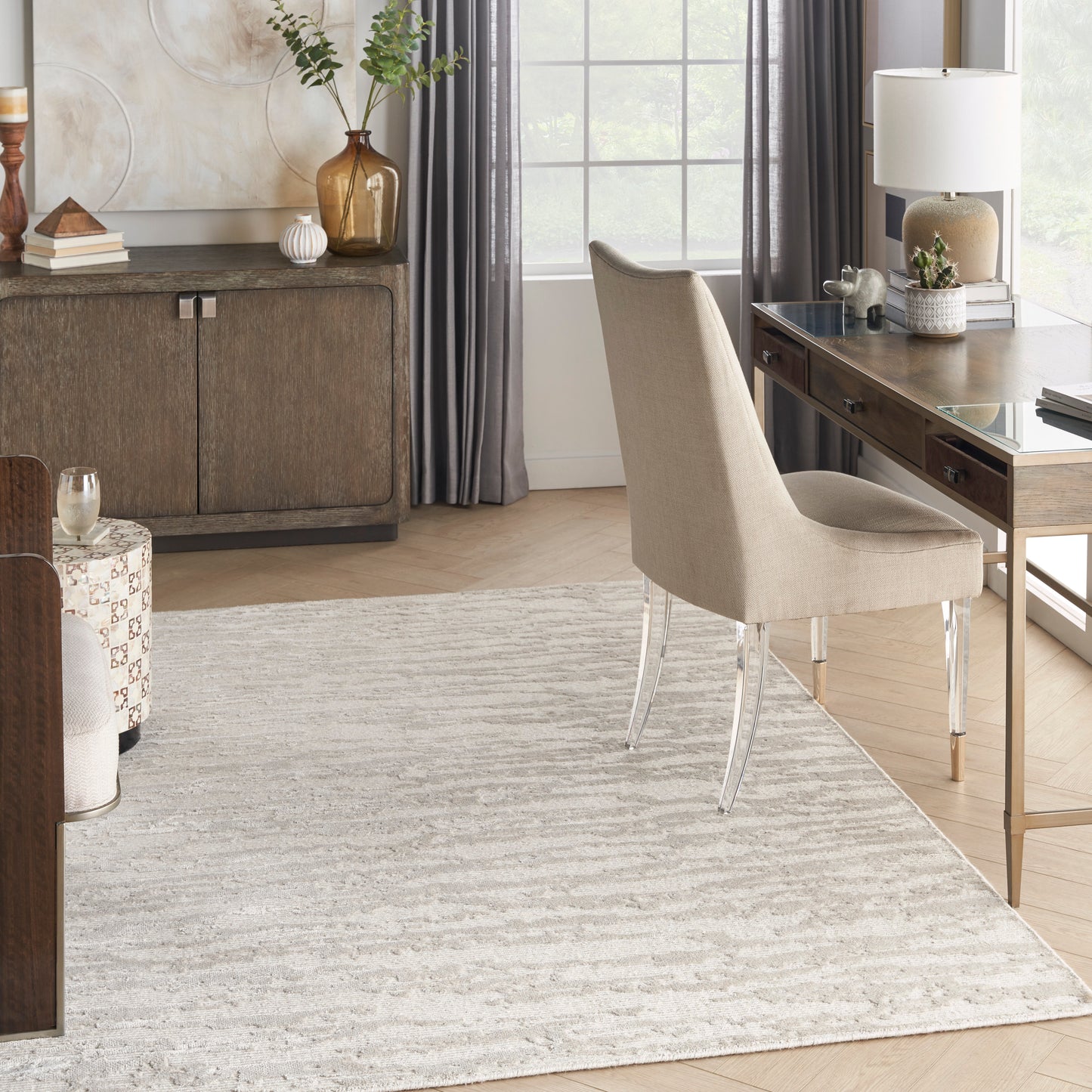 Nourison Divine 5'6" x 7'5" Ivory Modern Indoor Rug