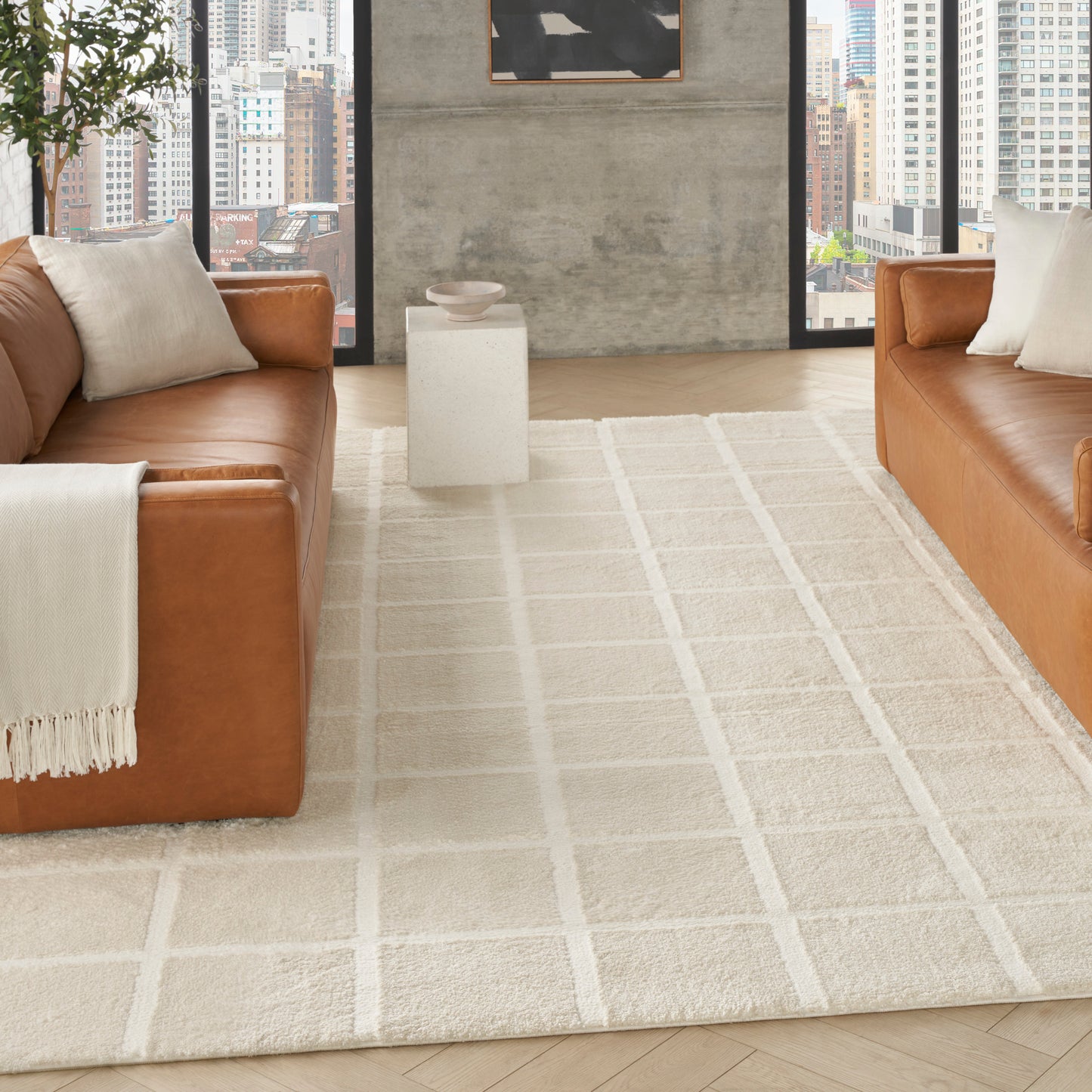 DKNY West End Ave 9' x 12' Ivory Modern Indoor Rug