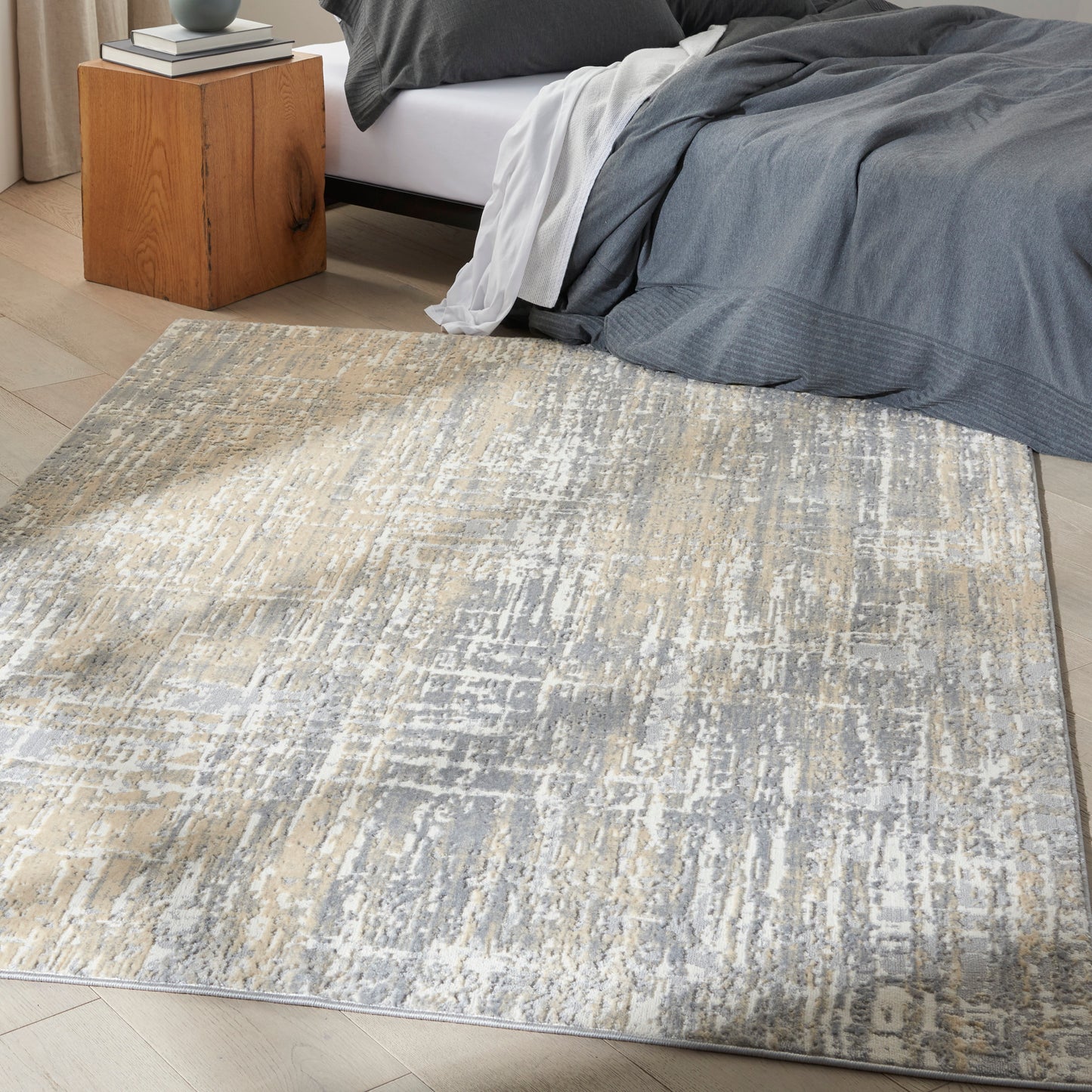 Calvin Klein CK005 Enchanting 5'3" x 7'3" Grey Beige Modern Indoor Rug