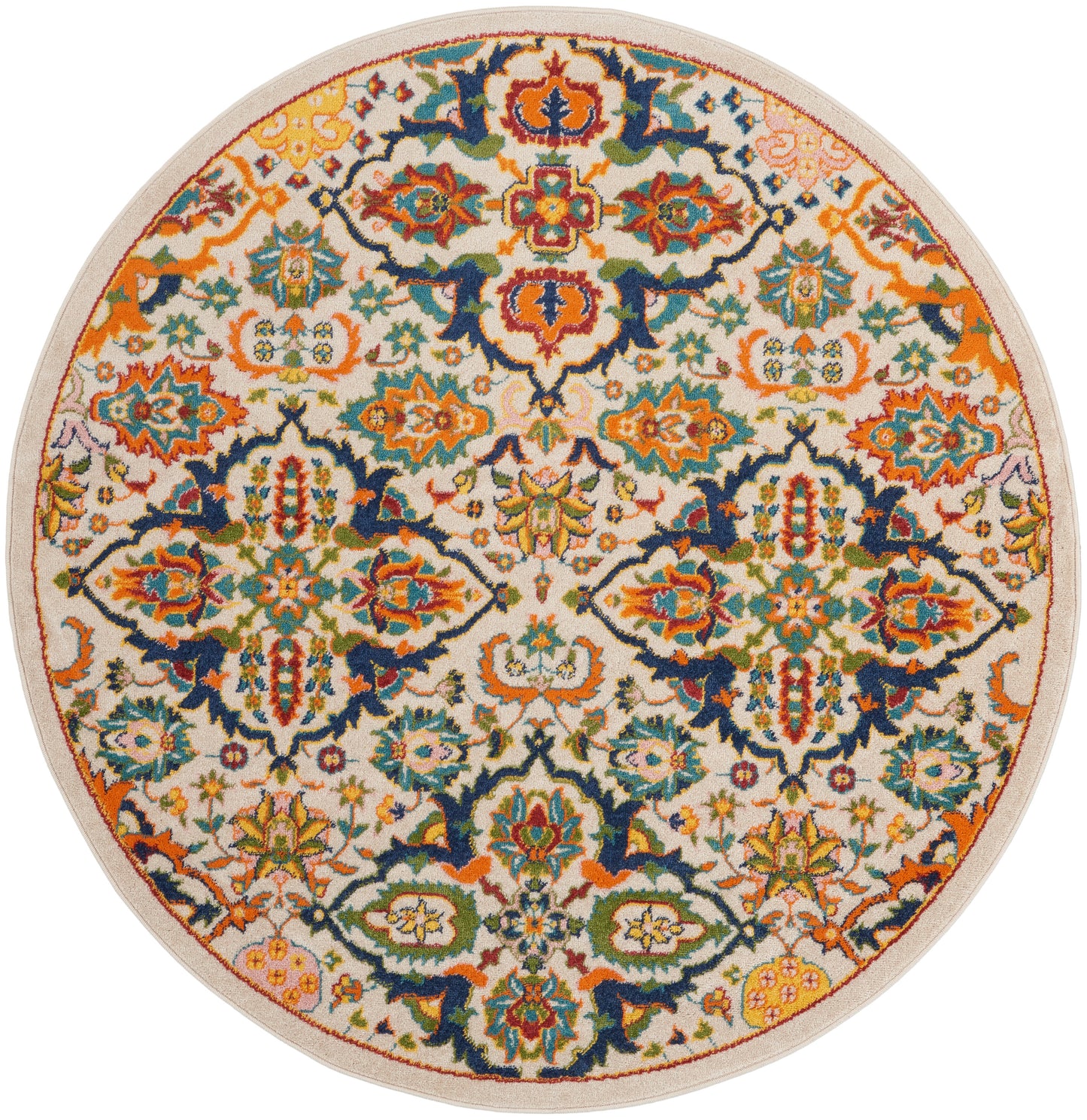 Nourison Allur 4' x Round Ivory Multicolor Bohemian Indoor Rug