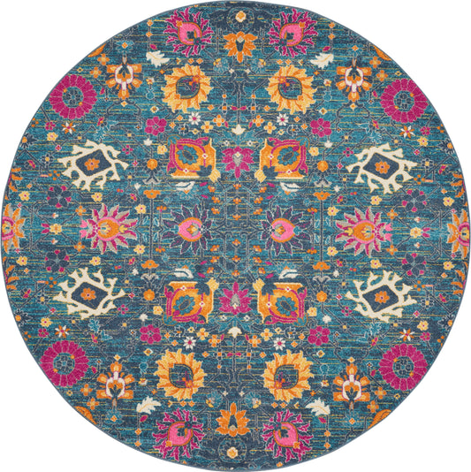 Nourison Passion 8' x Round Denim Bohemian Indoor Rug