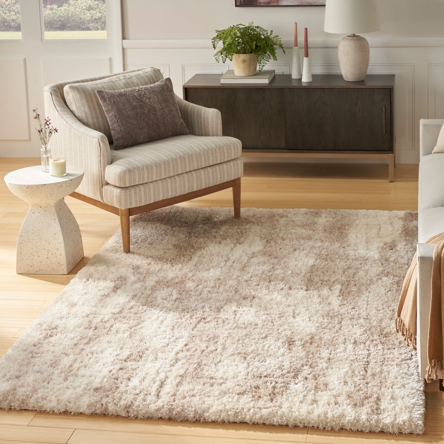 Nourison Dreamy Shag 4' x 6' Ivory Beige Modern Indoor Rug