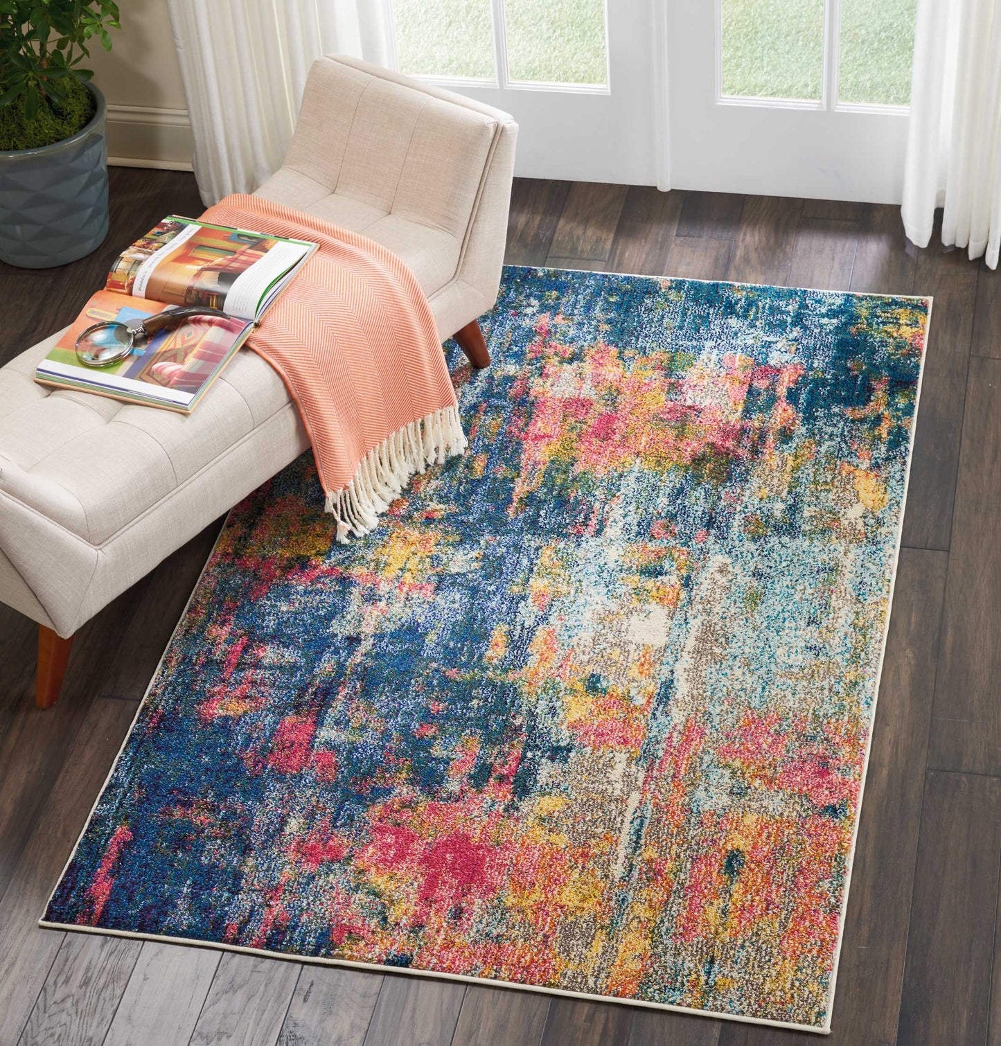 Nourison Celestial 3'11" x 5'11" Blue Yellow Modern Indoor Rug