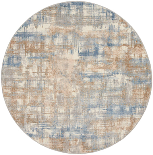 Calvin Klein CK950 Rush 6' x Round Blue Beige Modern Indoor Rug