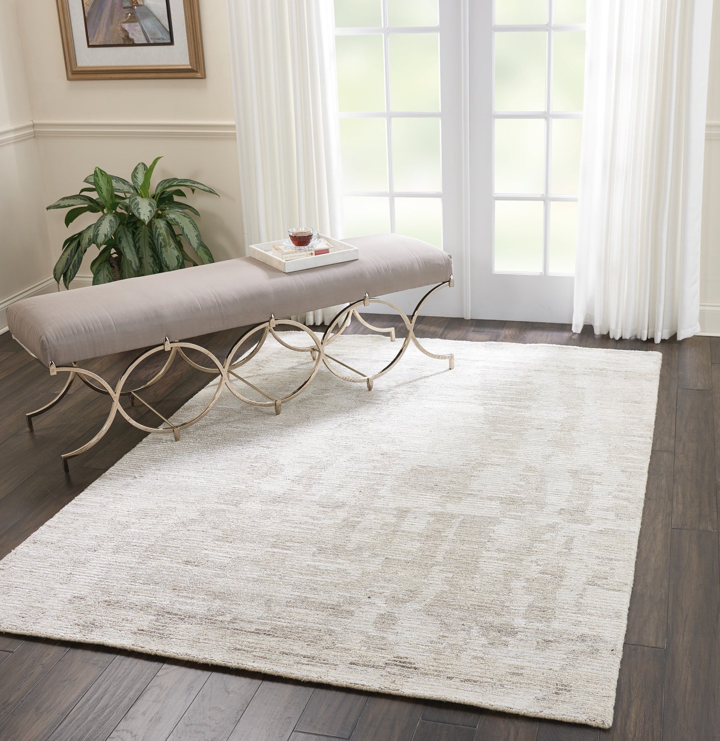 Nourison Ellora 5'6" x 7'5" Ivory Grey Modern Indoor Rug