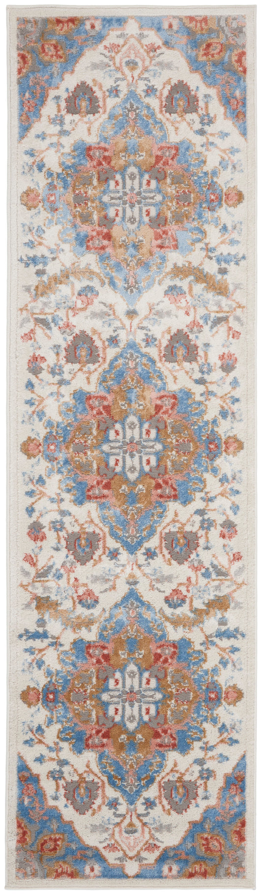 Nourison Elation 2'3" x 7'6" Ivory Blue Transitional Indoor Rug