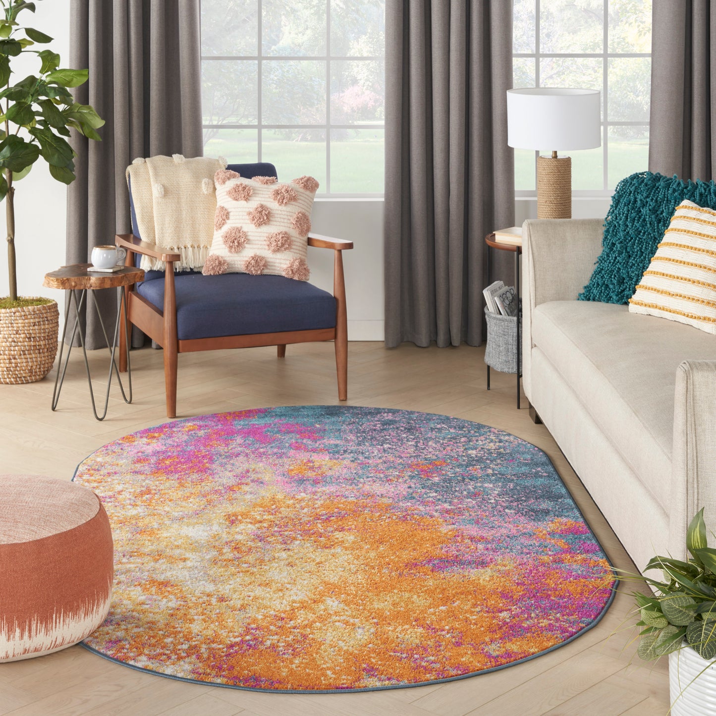 Nourison Passion 5' x 8' Oval Sunburst Modern Indoor Rug