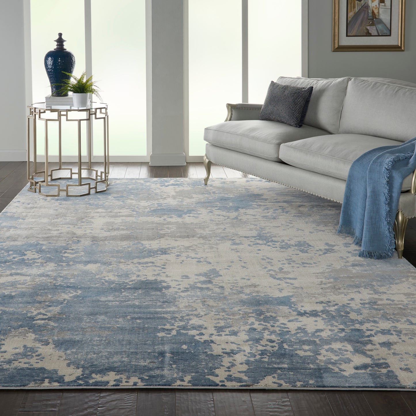 Nourison Rustic Textures 7'10" x 10'6" Grey/Blue Modern Indoor Rug