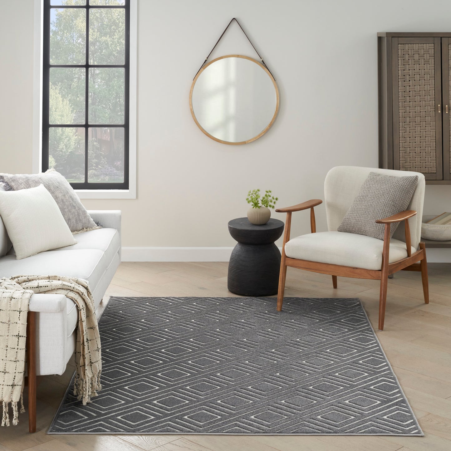 Nourison Care Free 5'3" x 7' Grey Modern Indoor Rug