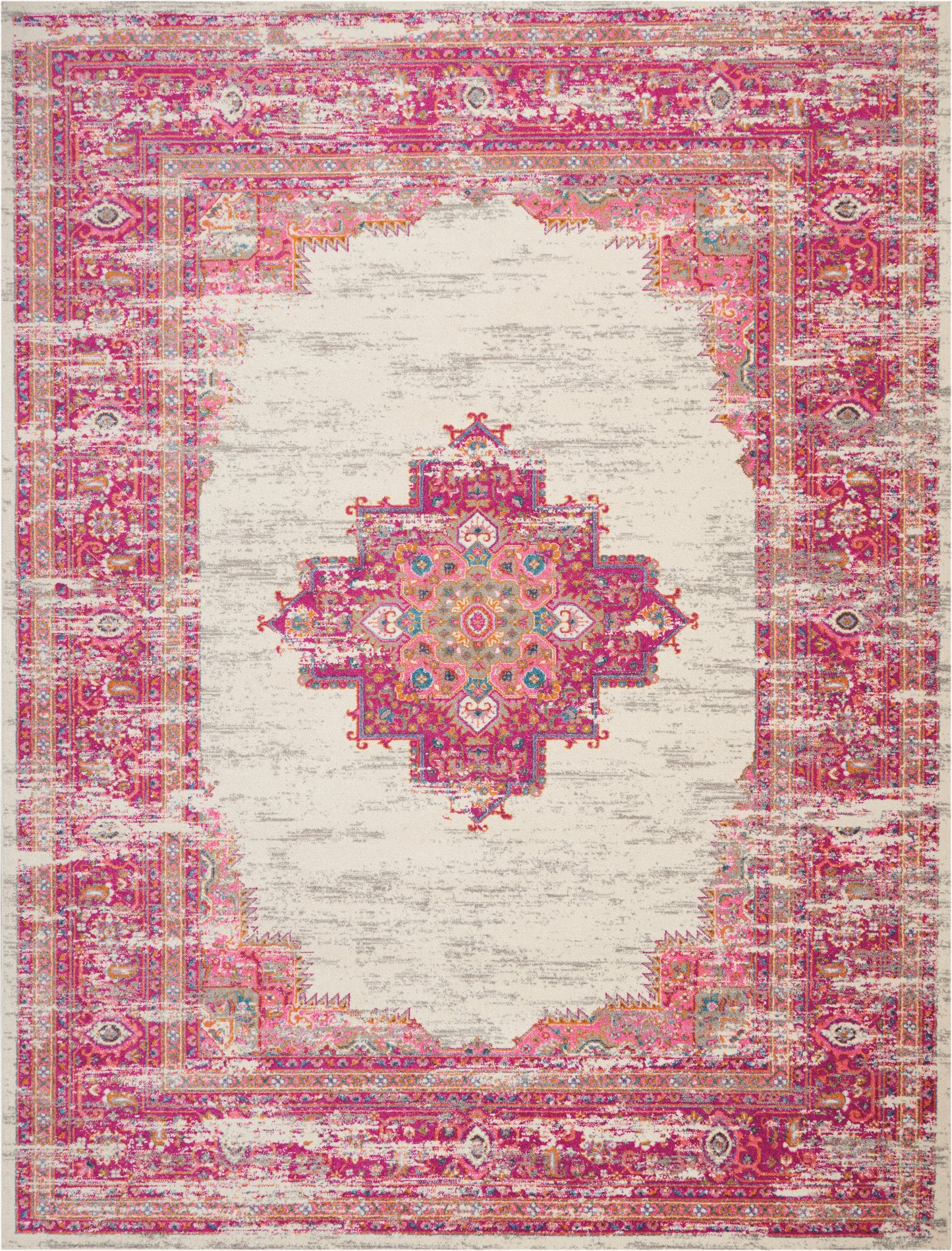 Nourison Passion 9' x 12' Ivory/Fuchsia Bohemian Indoor Rug