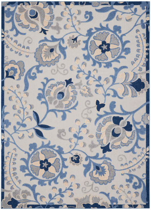 Nourison Aloha 9'6" x 13' Blue Grey Farmhouse Rug