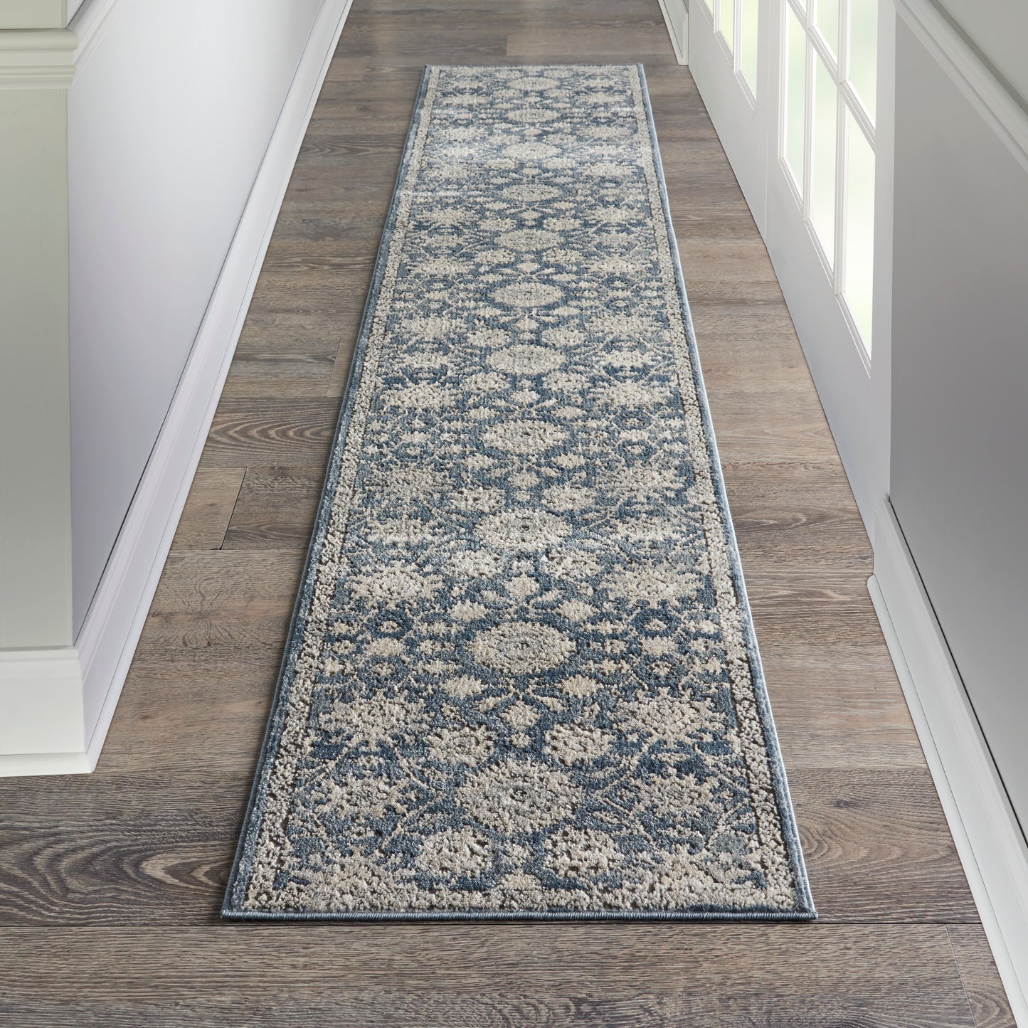 Nourison Quarry 2'2" x 10' Blue Beige Vintage Indoor Rug