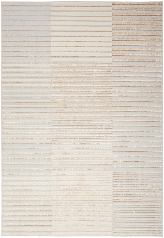 Inspire Me! Home Décor Brushstrokes 5'3" x 7'3" Beige Silver Modern Indoor Rug