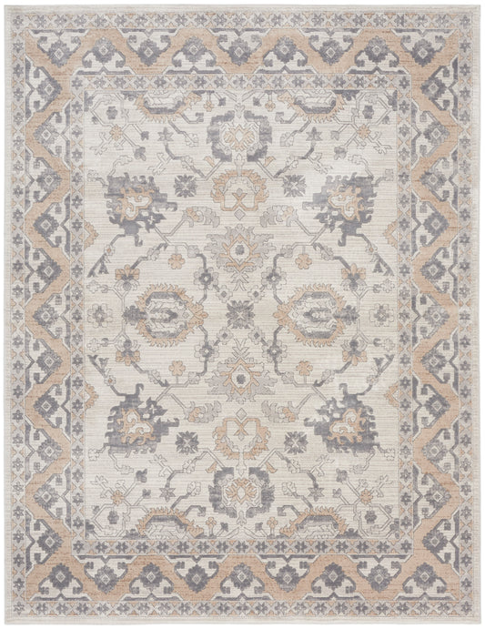 Nicole Curtis Series 4 9' x 12' Cream Grey Farmhouse Indoor Rug