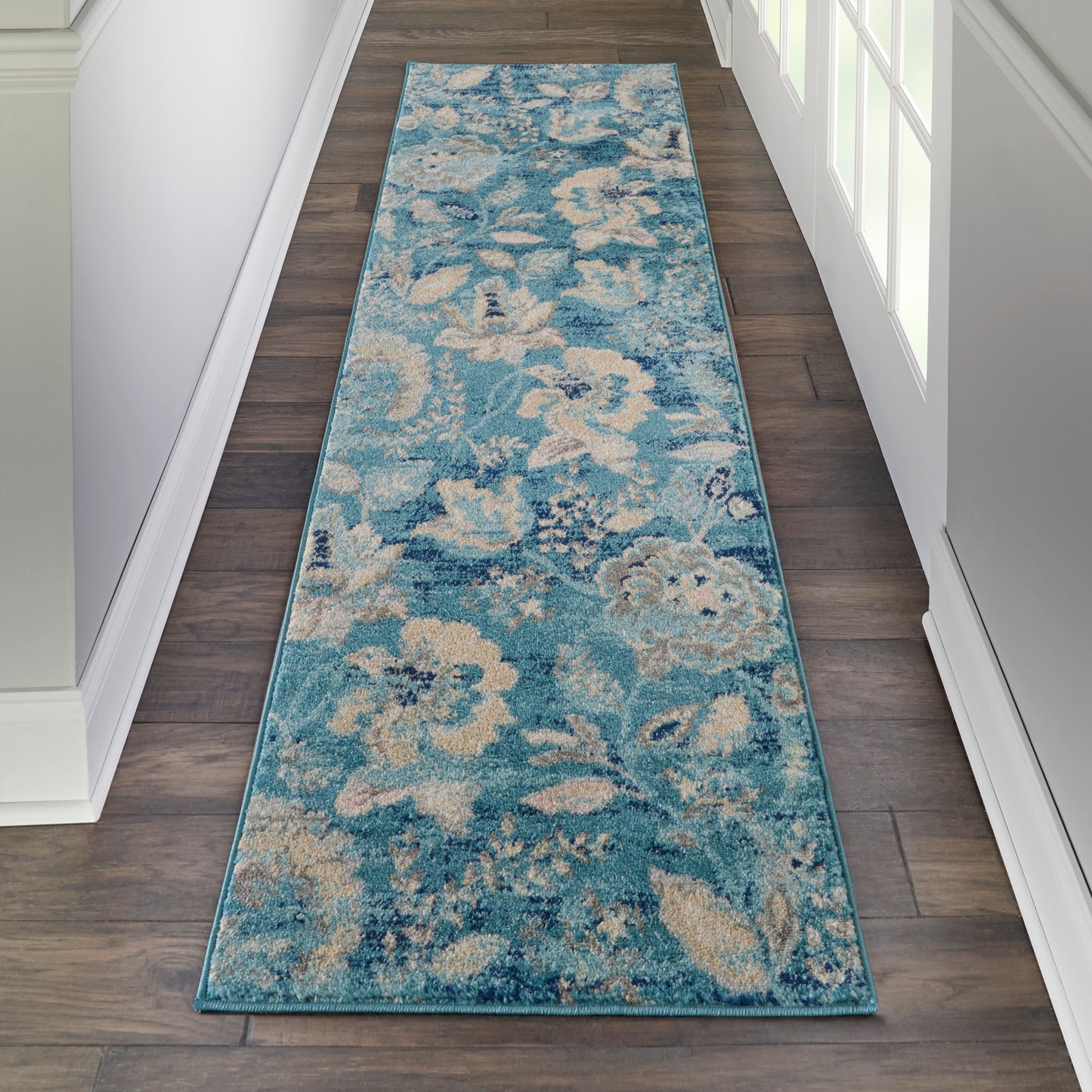 Nourison Tranquil 2'3" x 7'3" Turquoise Vintage Indoor Rug