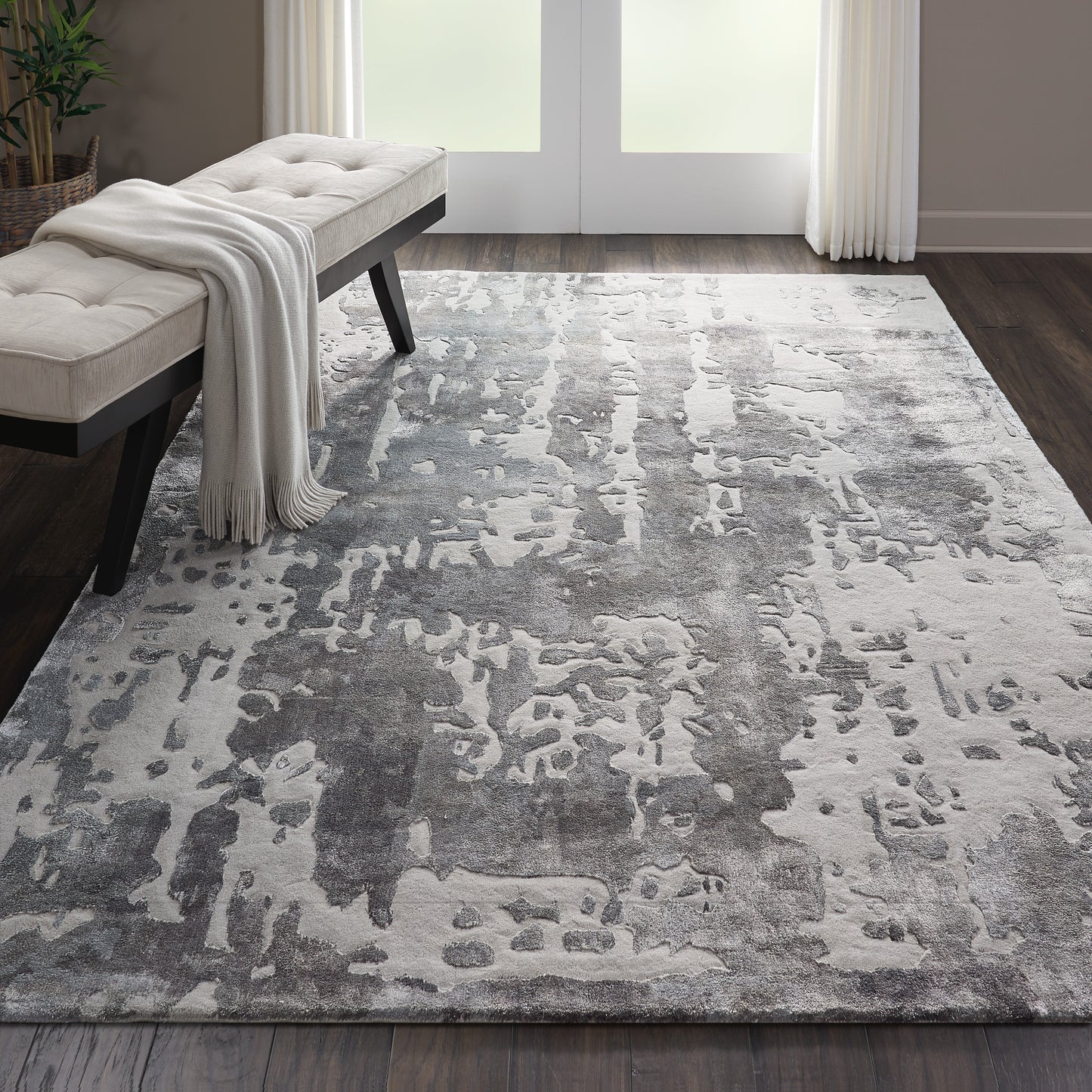 Nourison Prismatic 5'6" x 7'5" Silver Grey Modern Indoor Rug