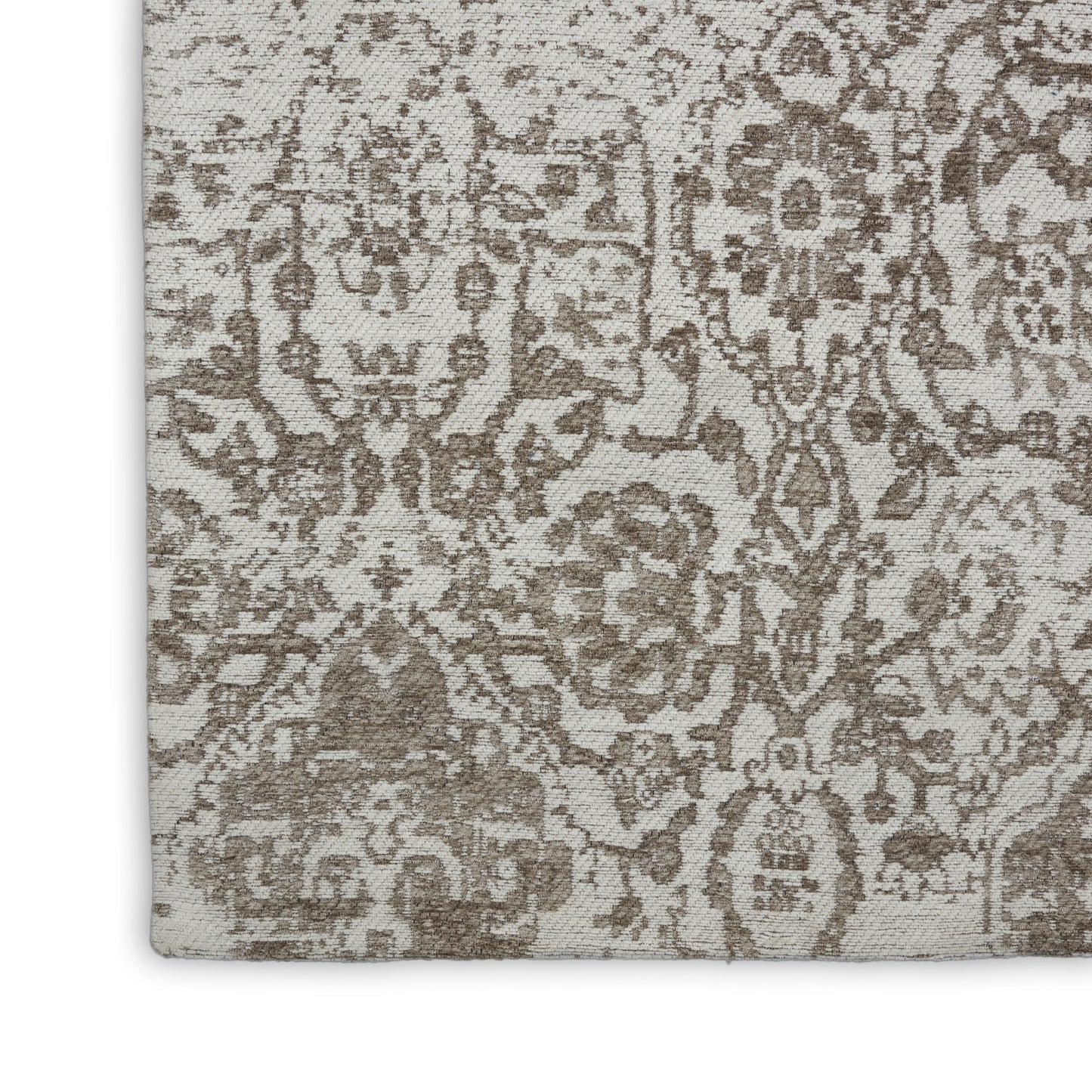 Nourison Damask 2'3" x 7'6" Ivory Farmhouse Indoor Rug