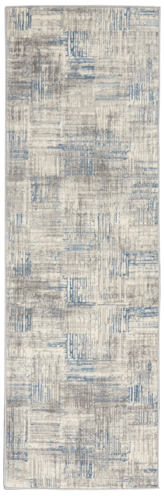 Nourison Solace 2'3" x 7'3" Ivory/Grey/Blue Modern Indoor Rug