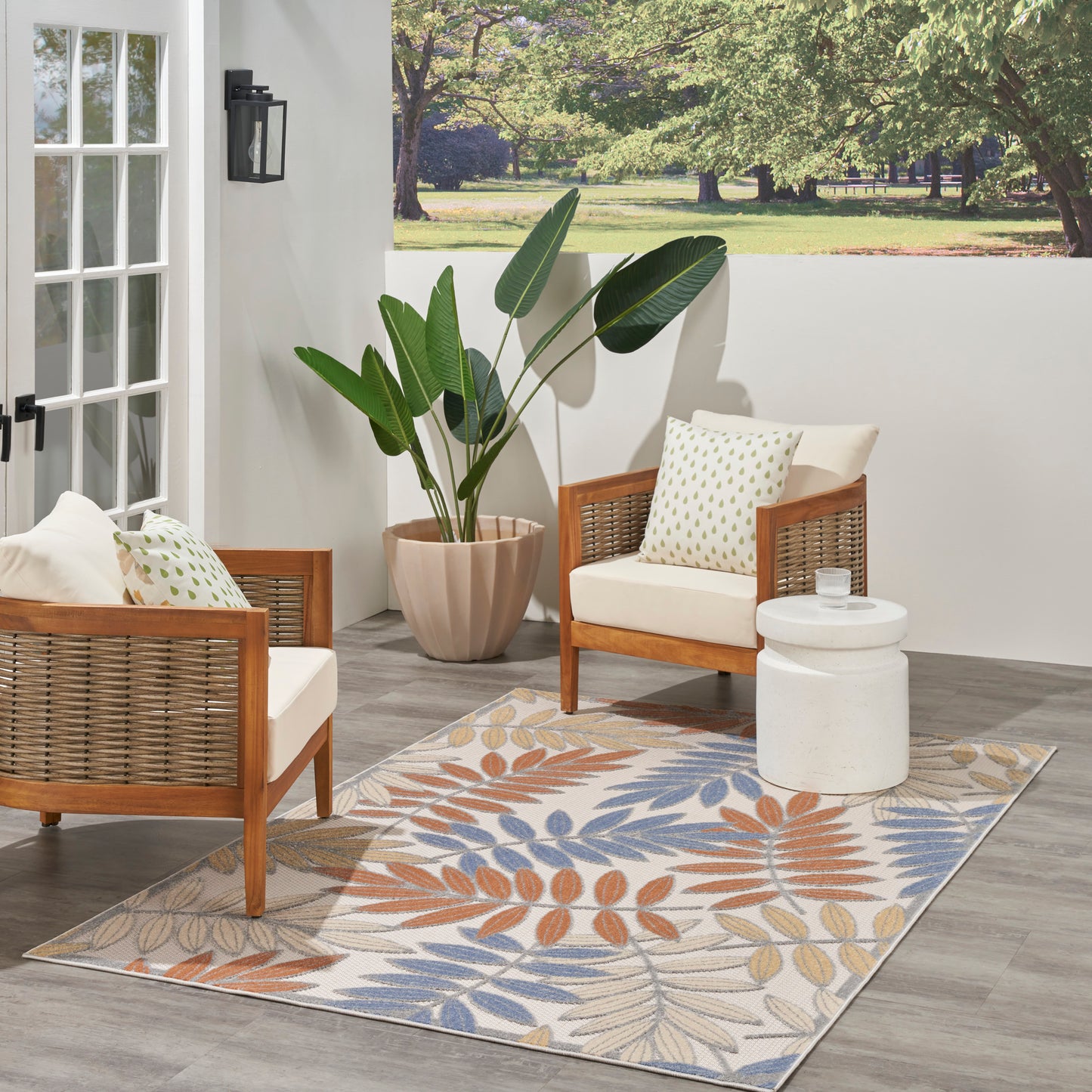 Nourison Aloha 6' x 9' Blue Mocha Outdoor Rug