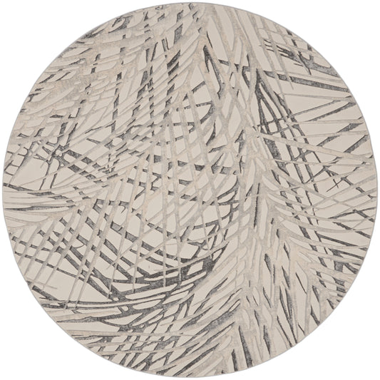 Nourison Rustic Textures 5'3" x Round Ivory/Grey Modern Indoor Rug