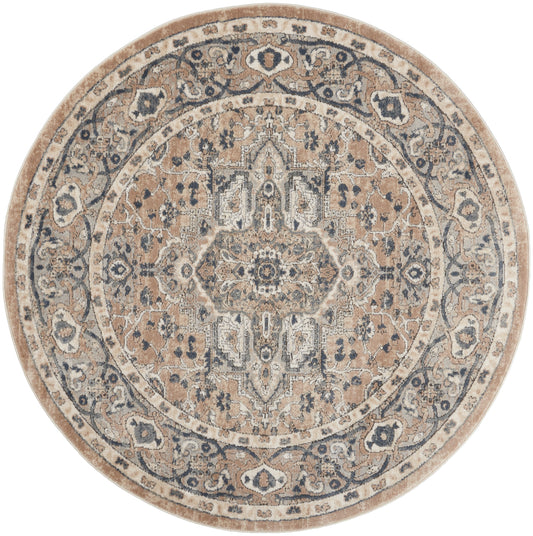 Nourison Quarry 5'3" x Round Beige Grey Farmhouse Indoor Rug