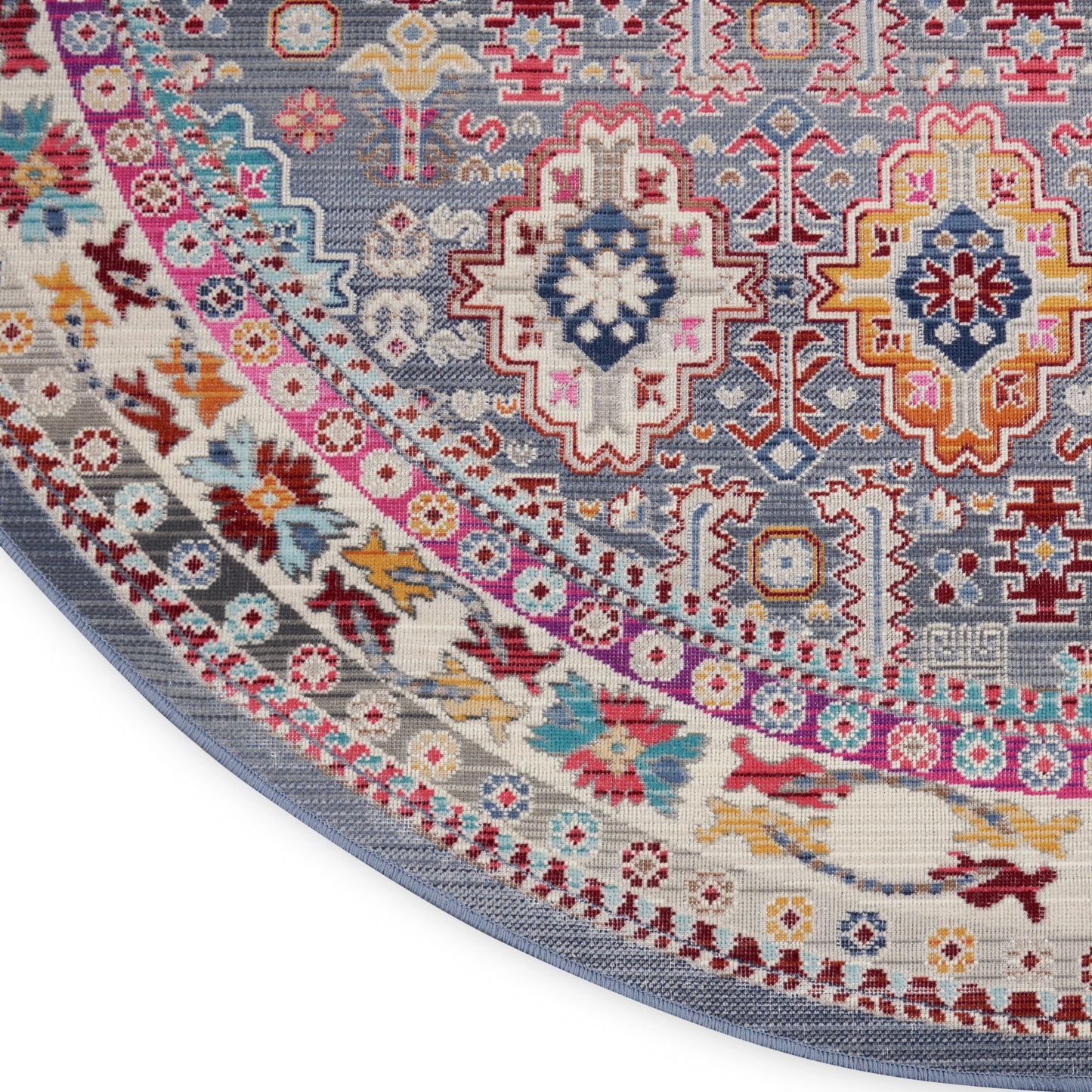 Nourison Vintage Kashan 4' x Round Grey/Multi Bohemian Indoor Rug