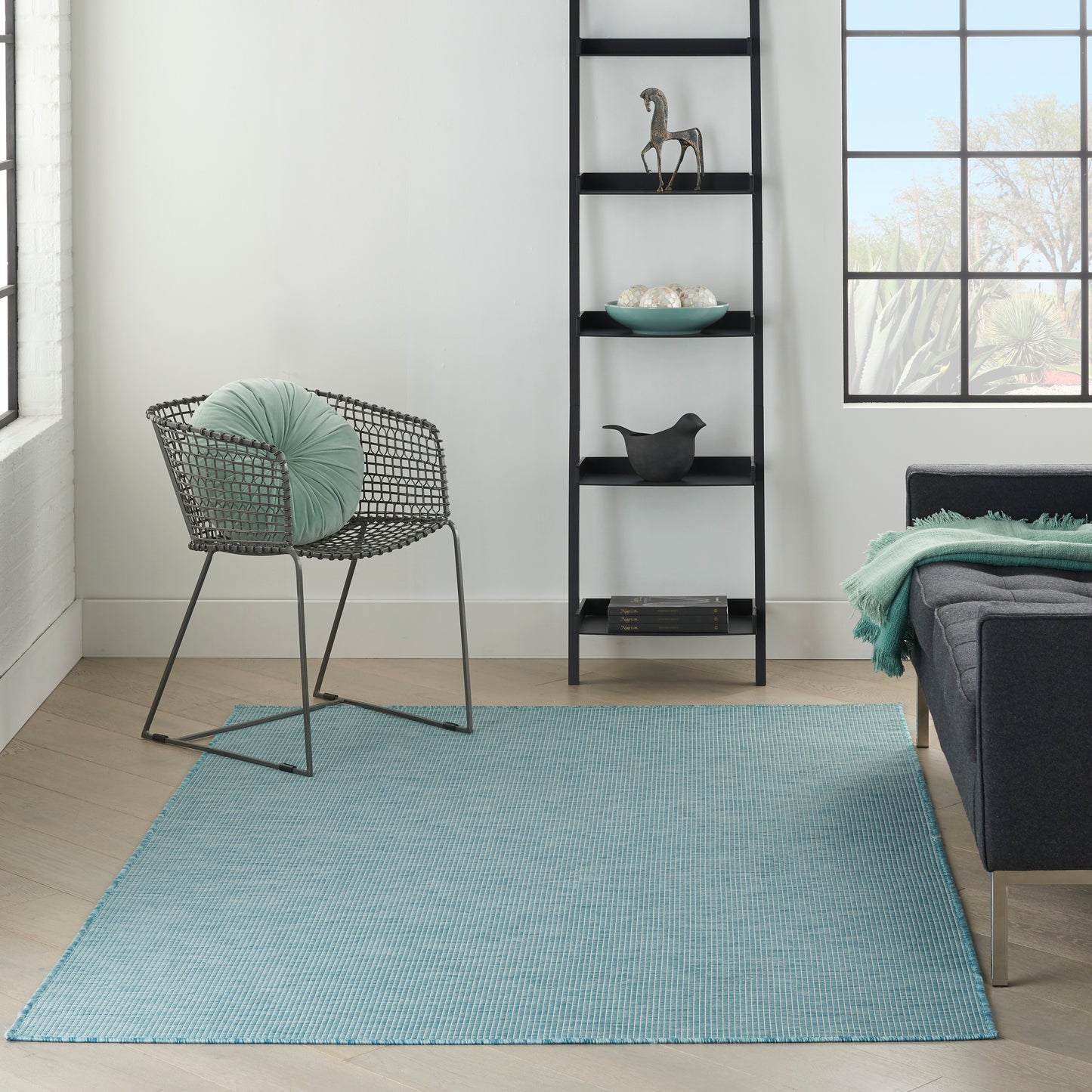 Nourison Positano 5' x 7' Aqua Modern Rug