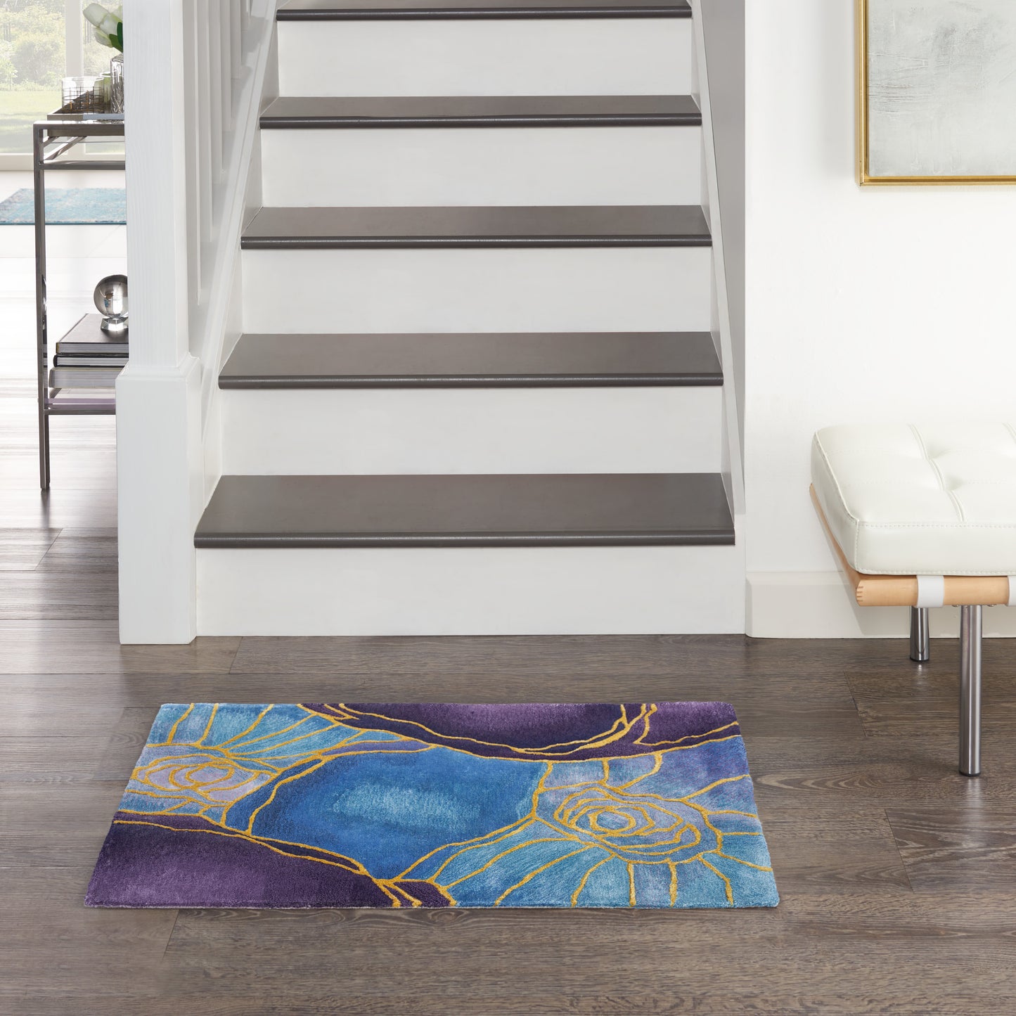 Nourison Prismatic 2' x 3' Blue Gold Modern Indoor Rug