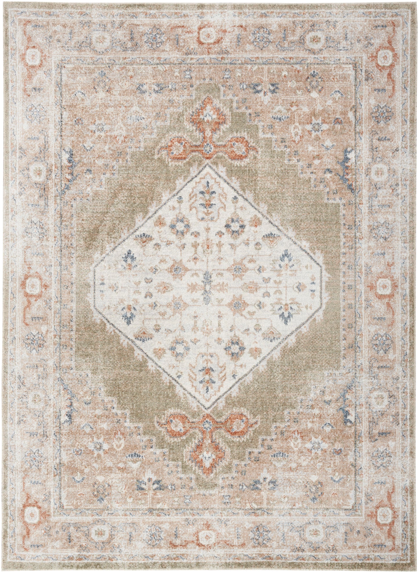 Nourison Astra Machine Washable 4' x 6' Sage Multi Vintage Indoor Rug