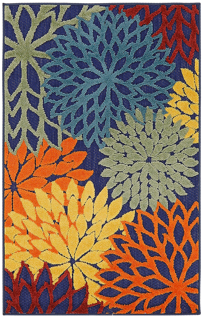 Nourison Aloha 2'8" x 4' Navy Multicolor Outdoor Rug